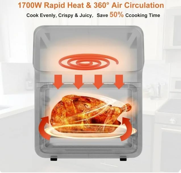Generic Air Fryer 12QT Convection Oven with 10-in-1 Multi Function, Visible Window and Touchscreen, Black