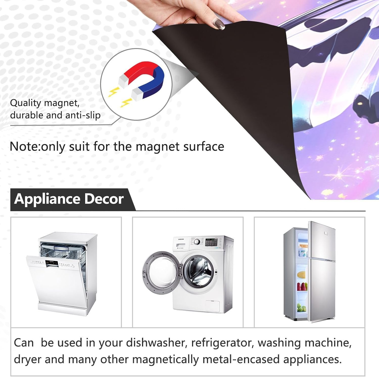 Dishwasher Magnet Cover Large Magnetic Stickers 3D Two Butterflies Front Dishwasher Cover Reusable Decal for Home Kitchen Anti-Scratch Refrigerator Decorative Lid Washing Machine Laundry 23