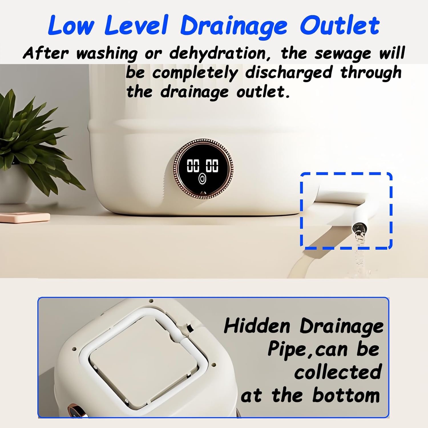 Mini Laundry Machine And Drying, Portable Mini Washing Machine For Underwear, Small Washing Machines For Apartments, Dorm,RV, Travel(Size:11.02 * 11.02 * 12.59in,Color:green) (Beige)