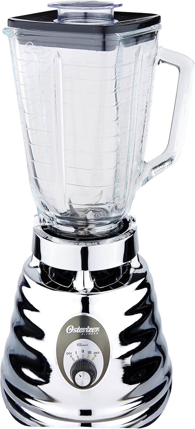 Oster 4655 blender, Retro Chrome 3 speed, 5 cup glass jar.