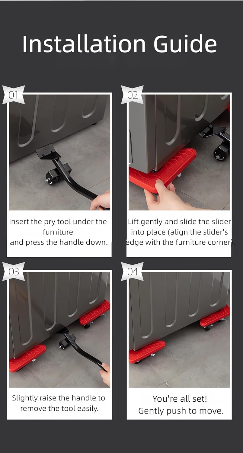 Heavy Duty cart with 4 Wheels, 3000LB Capacity Appliance Dolly, Portable Moving Cart for Furniture, Boxes, Laundry, Studio Equipment | No Assembly Required, Alloy Frame