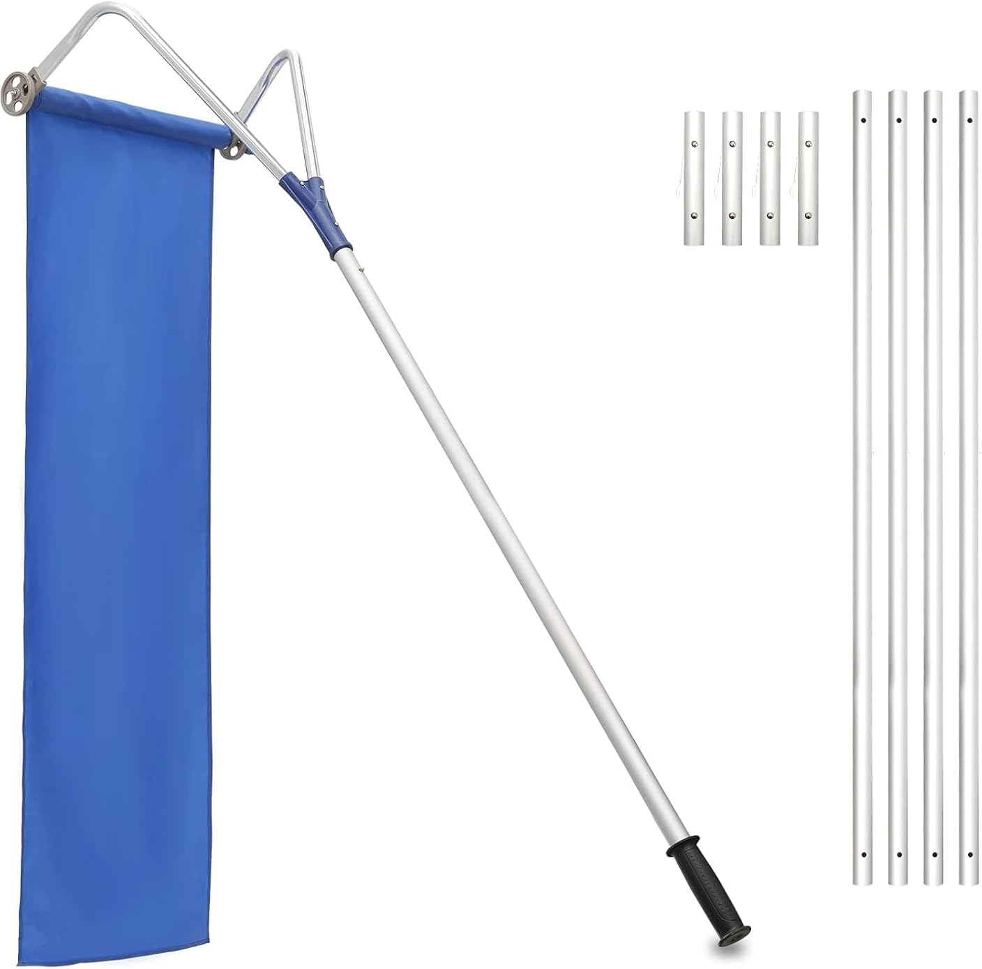 5.8-21.5Ft Roof Snow Rake with Aluminum Snow Shovel Head, Telescopic Handle