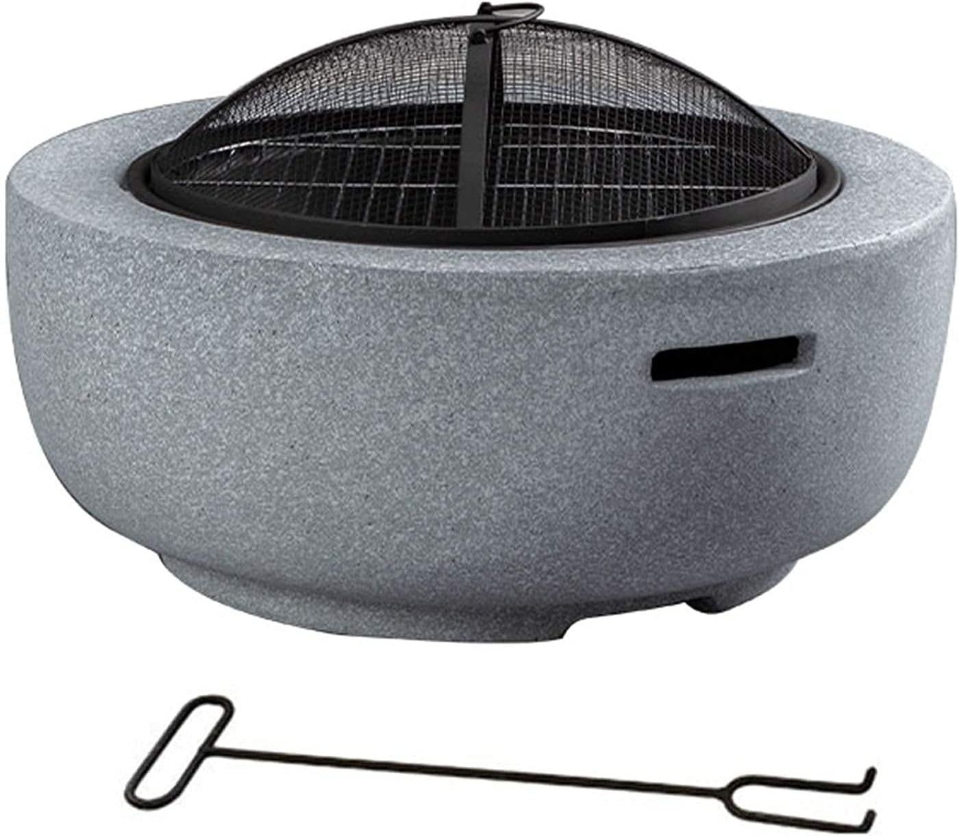 Small Firepit, Fire Pit Bowl for Garden and Patio, Fire Pit with BBQ Grill Shelf Grill Camping Bowl BBQ with Poker, Grill, Mesh Lid, Grate with Mesh Cover 60 34cm