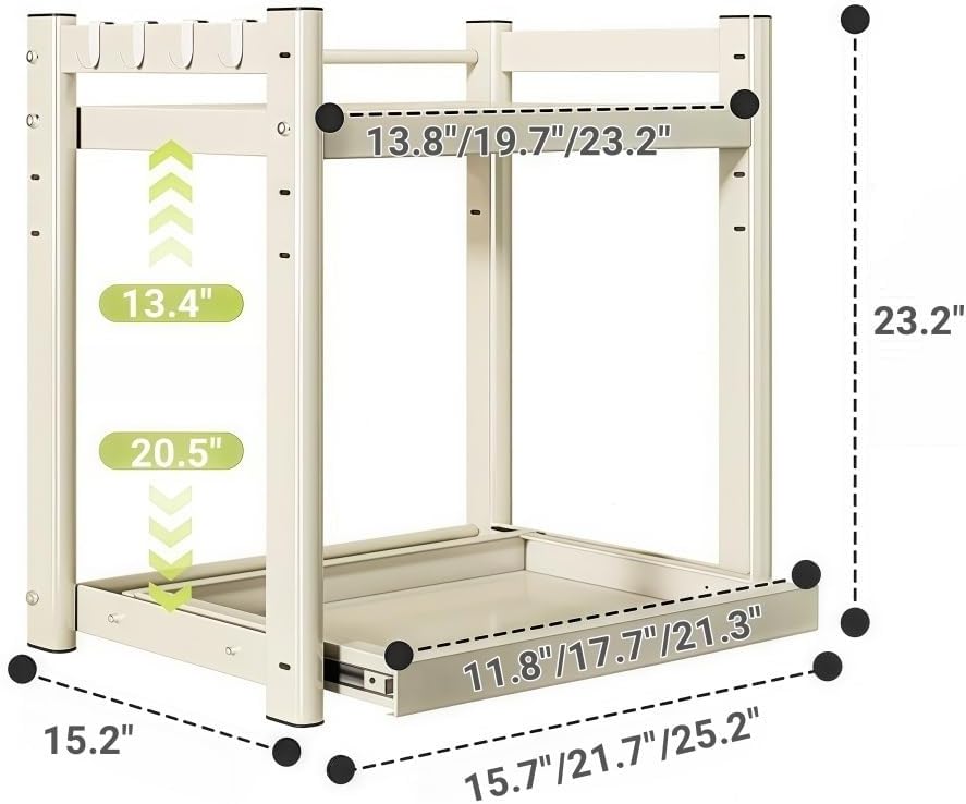 Multi - Tier Microwave Countertop Shelf, Carbon Steel Kitchen Organizer Rack for Small Appliances, Kitchen Counter Microwave Stand for Small Appliances, Oven, Coffee Machine and More(L25.2)