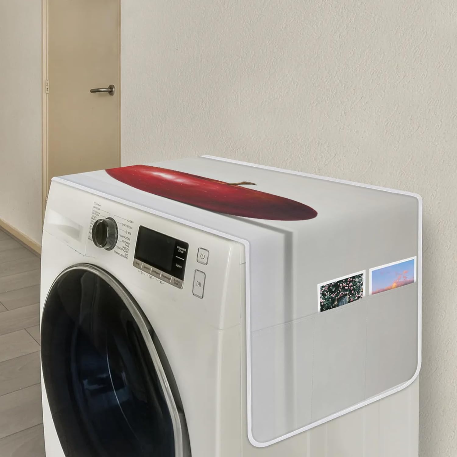 Red Apples Washer and Dryer Covers for the Top, Fruit Printed Non-slip Washer Cover, Washer Top Protector Washing Machine Cover for Laundry Home