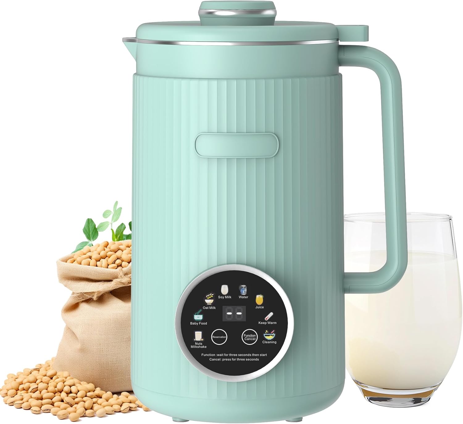VBGK 8 in 1 Nut Milk Maker Blender With 20 Bladers,40oz Soy, Almond, Oat, Coconut, Plant Based and Non Dairy Beverages, Automatic Soybean Machine With Delay Start/Keep Warm/Boil Water/Auto-clean.