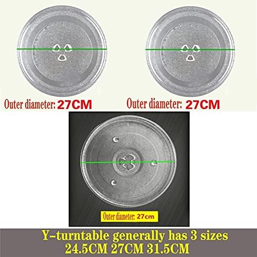 Turntable Microwave Turntable Frosted Pattern Glass Plate 11in with 3 Fixers Microwave Oven Roller Ring Glass Tray Support The Thickness of The Glass is 0.5cm Runs Smoothly