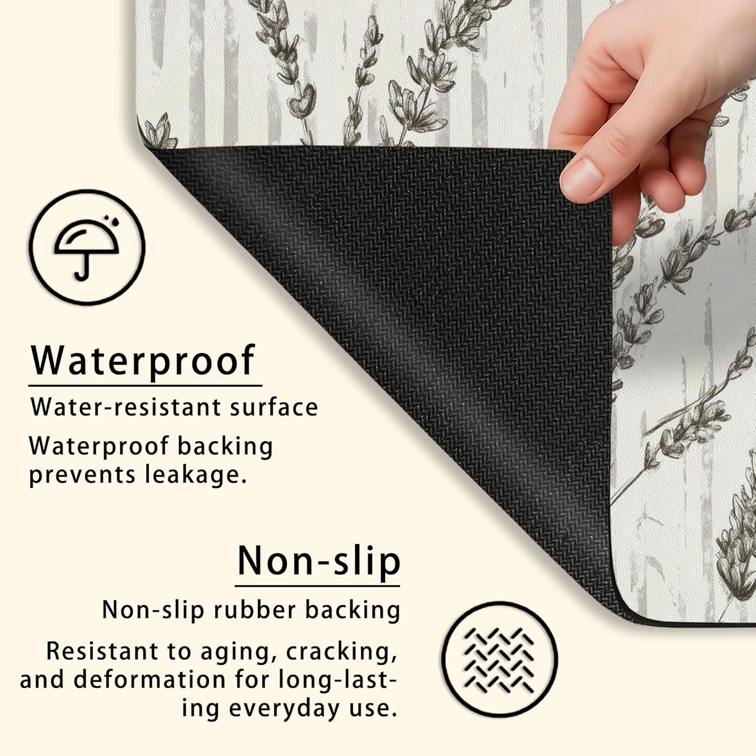 Lavender Washer Dryer Top Protector Mat, Vintage Botanical Floral Laundry Machine Dust Covers, Elegant Anti-slip Waterproof Washer and Dryer Mats for Home 20x24 Inch