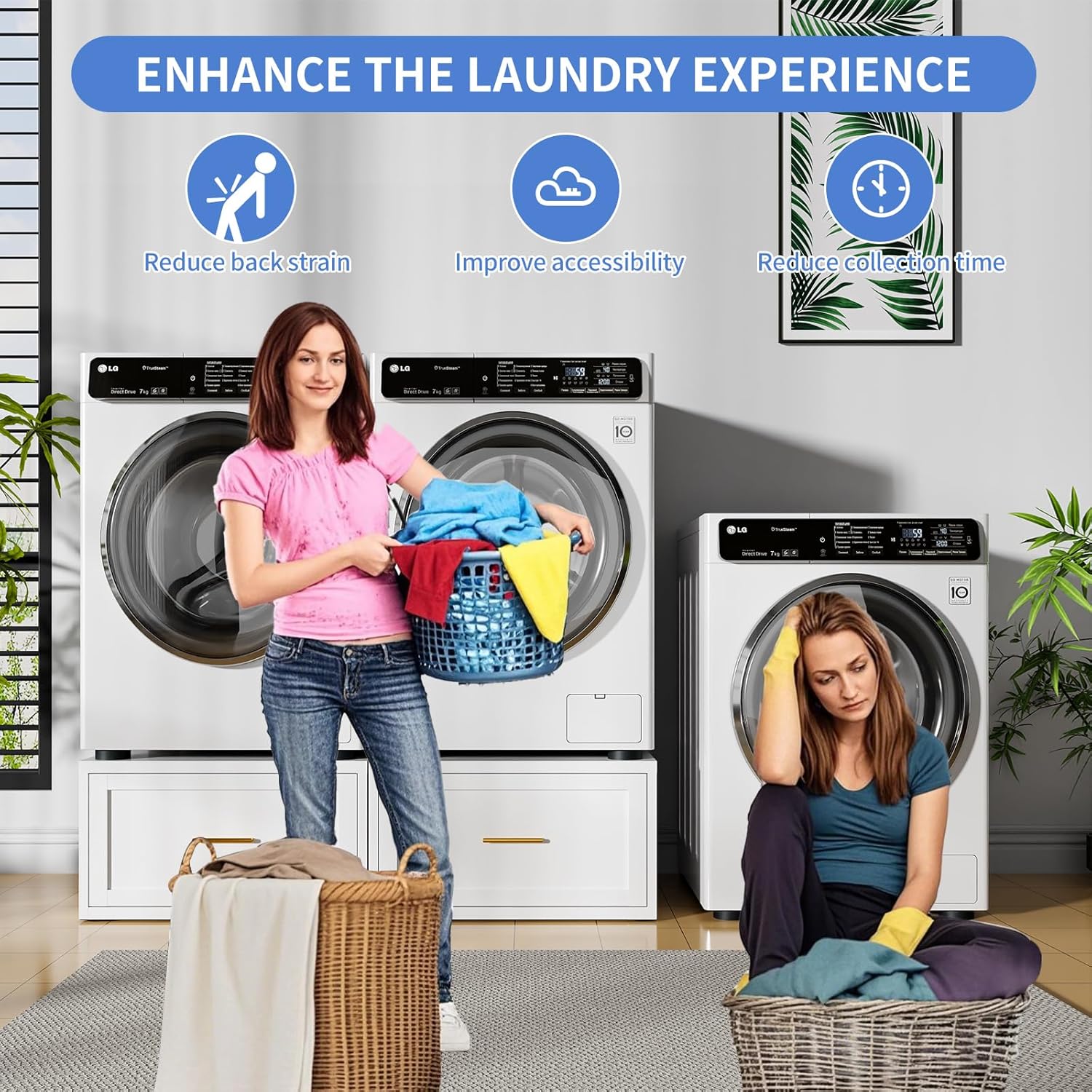 2 Pack Metal Washer and Dryer Pedestals, 28