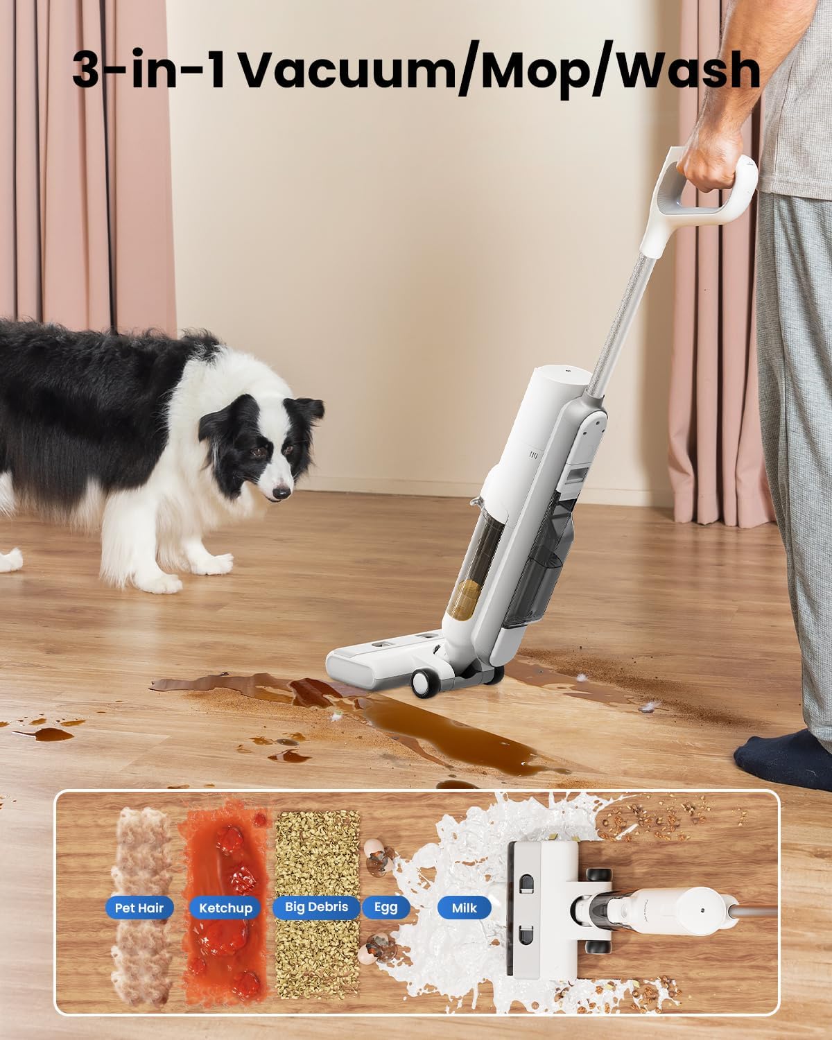 Proscenic F10 Pro Cordless Wet Dry Vacuum Cleaner, Vacuum and Mop Combo with One-Button Auto Self-Cleaning, 3-in-1 Vacuum Mop for Hard Floors, High-Capacity Dual Tanks, Edge Clean, Ease of Use