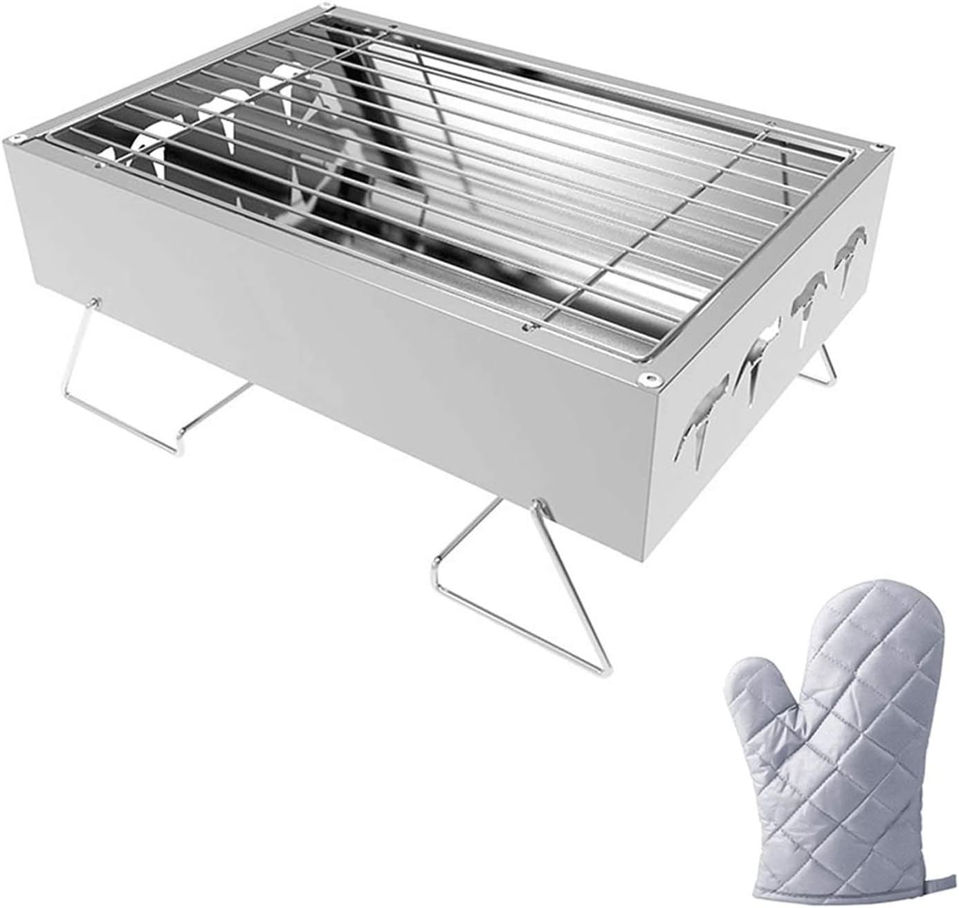 Barbecue Charcoal Grill Outdoor Indoor BBQ Accessories Tools Foldable BBQ Grills Patio Barbecue Charcoal Grill Stove Stainless Steel Outdoor Camping Picnic Barbecue