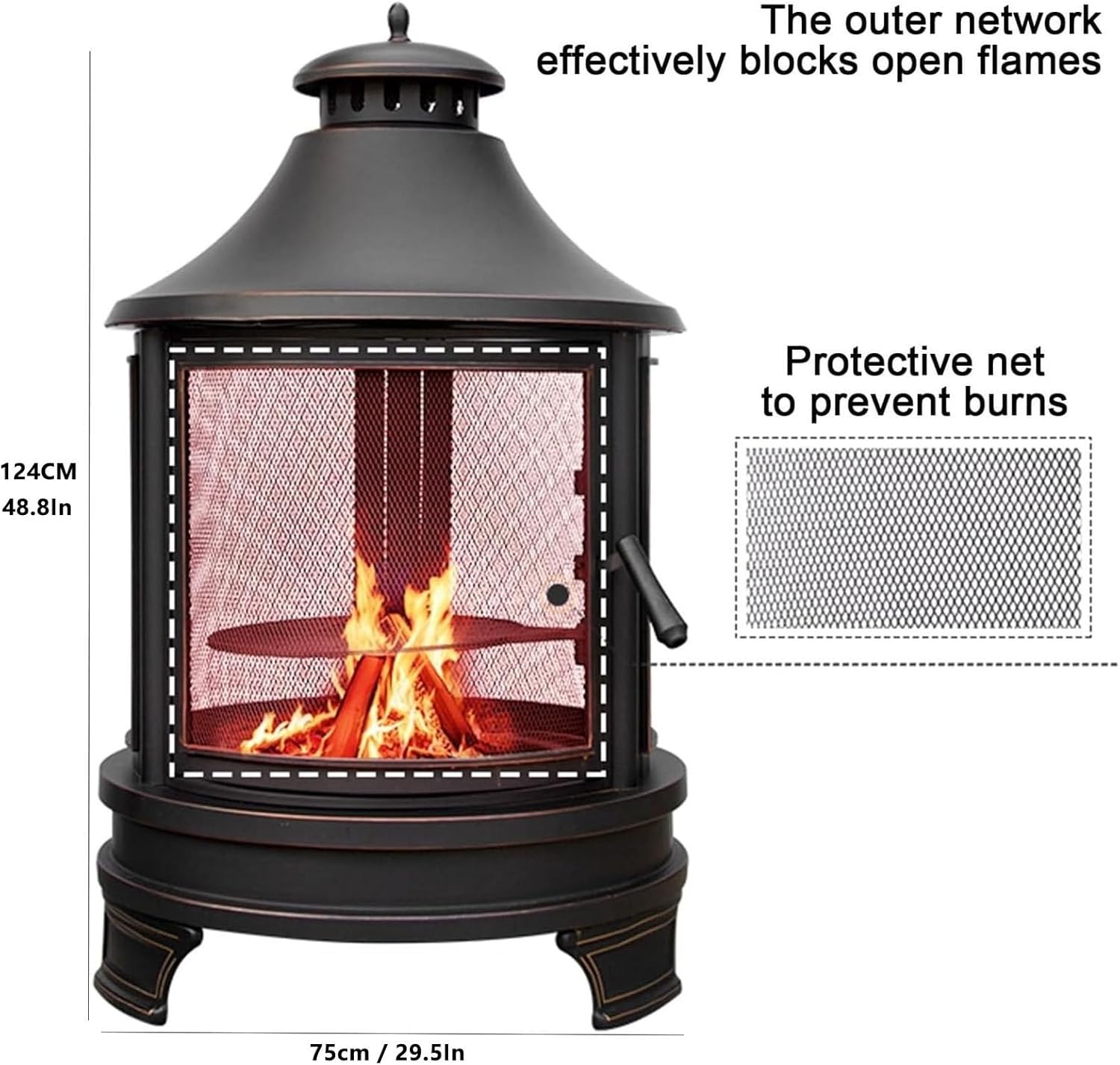 2 in 1 Outdoor Fire Pit with Grill,Portable Outdoor Wood Stove, Removable Multi-Purpose Tent Stove, Fire Pit, Oven Stove, Camping Picnic Travel Barbecue