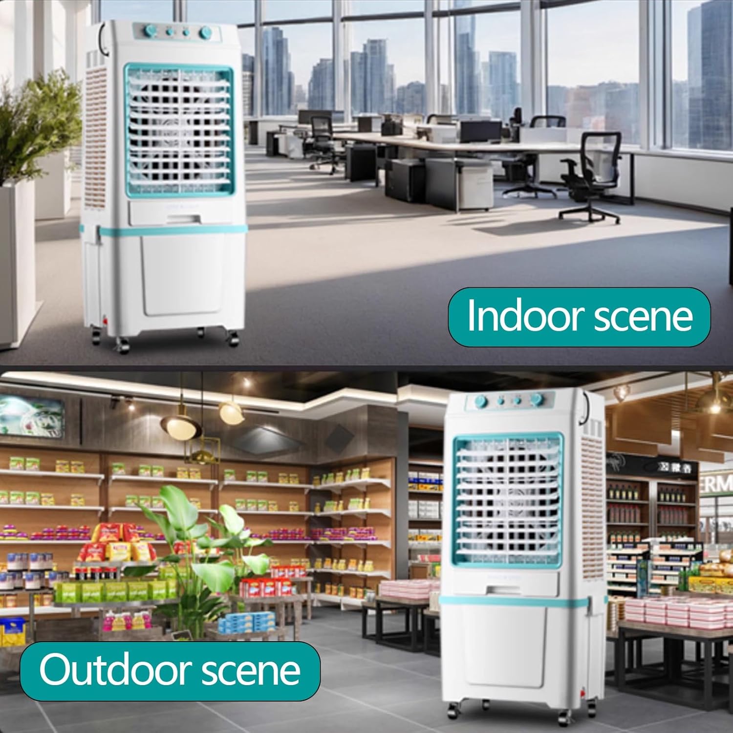 Portable Air Conditioner Fan for Small Rooms with Split Water Tank Portable Air Conditioners for Bedrooms 3 Speeds for Bedroom Kitchen Office(Blue)