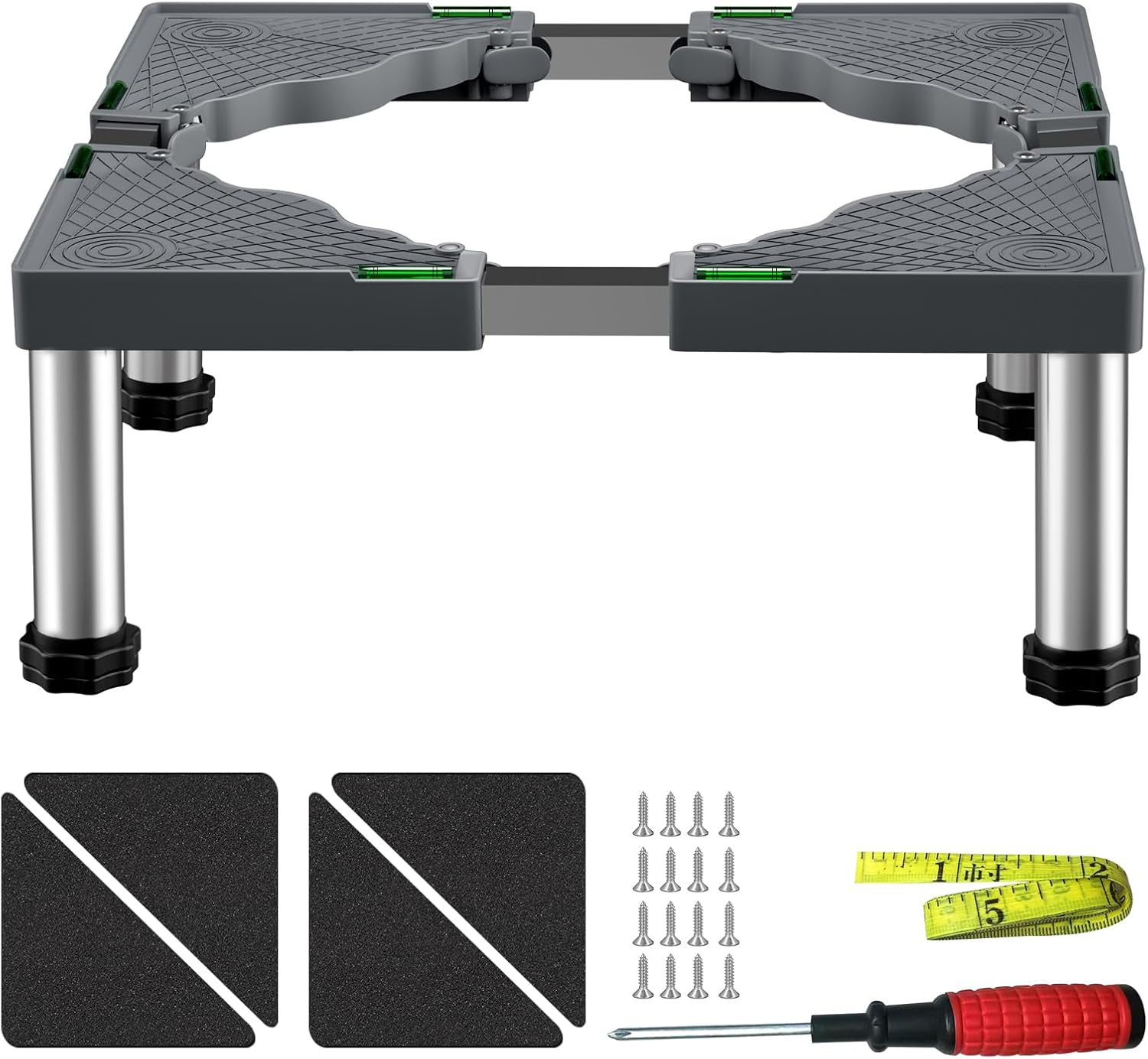 Mini Fridge Stand, 4 Strong Feet Laundry Stand Base Multi-Functional Adjustable Base Tray Anti-Vibration for Refrigerator Washing Machine Dryer Dishwasher AC, 9.4