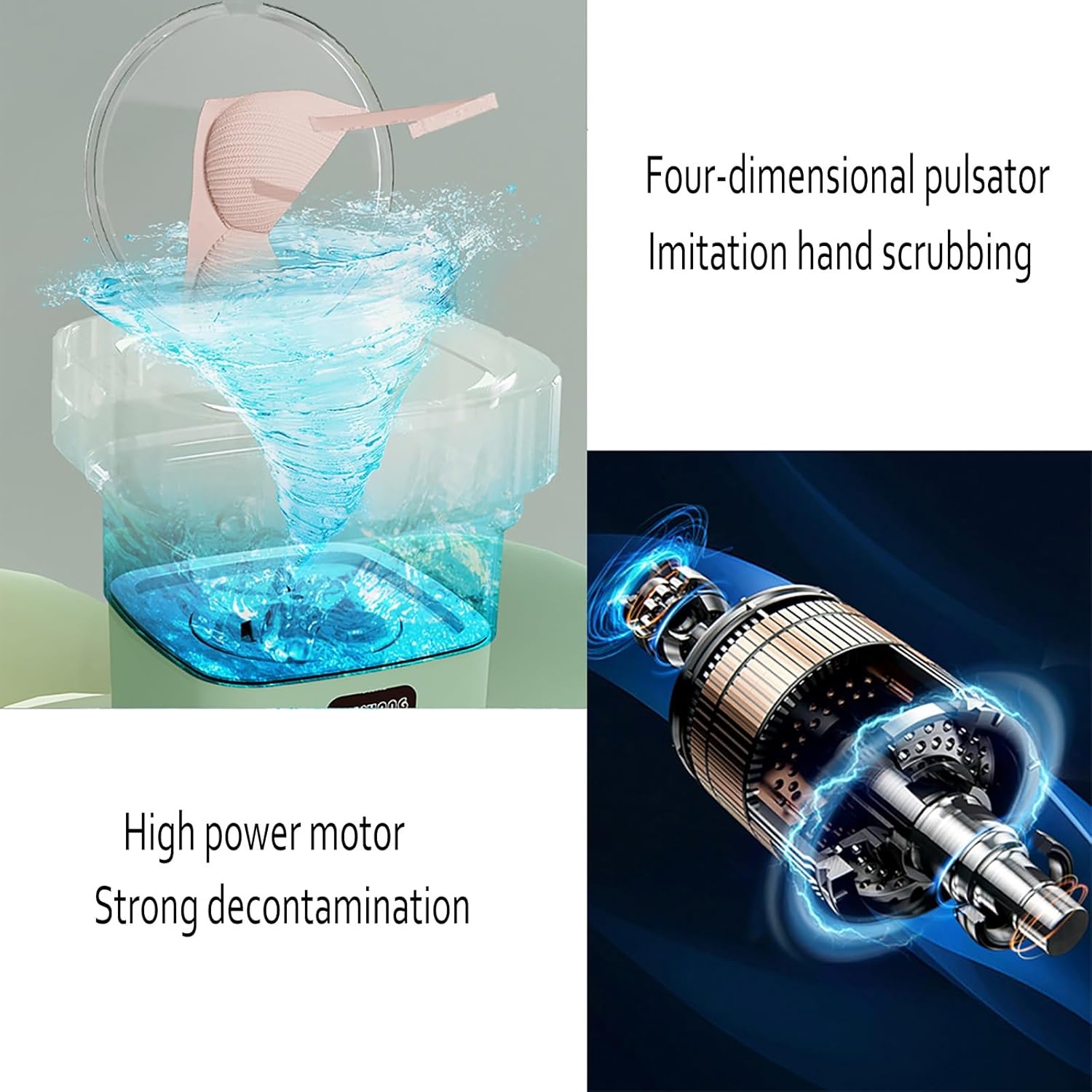 Portable Washing Machine, Mini, Foldable, Washer, Small Washing Machine, for Underwear, Socks, Baby Clothes (Color : Green)