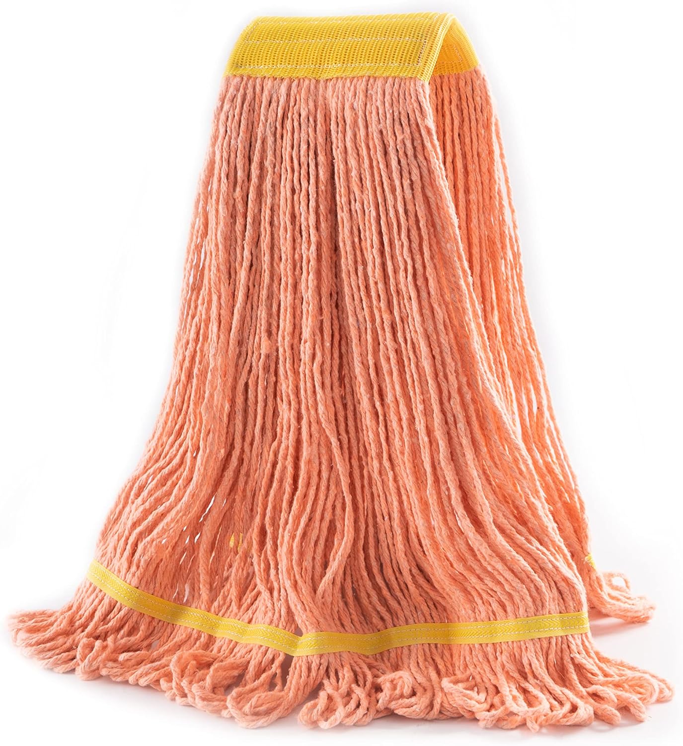 Matthew Cleaning 14 oz Small Mop Head Replacement, 5 Inch Wide Headband, Looped End Cotton Blend String Mini Mops for Floor Cleaning, Orange Case Pack 12 Pcs