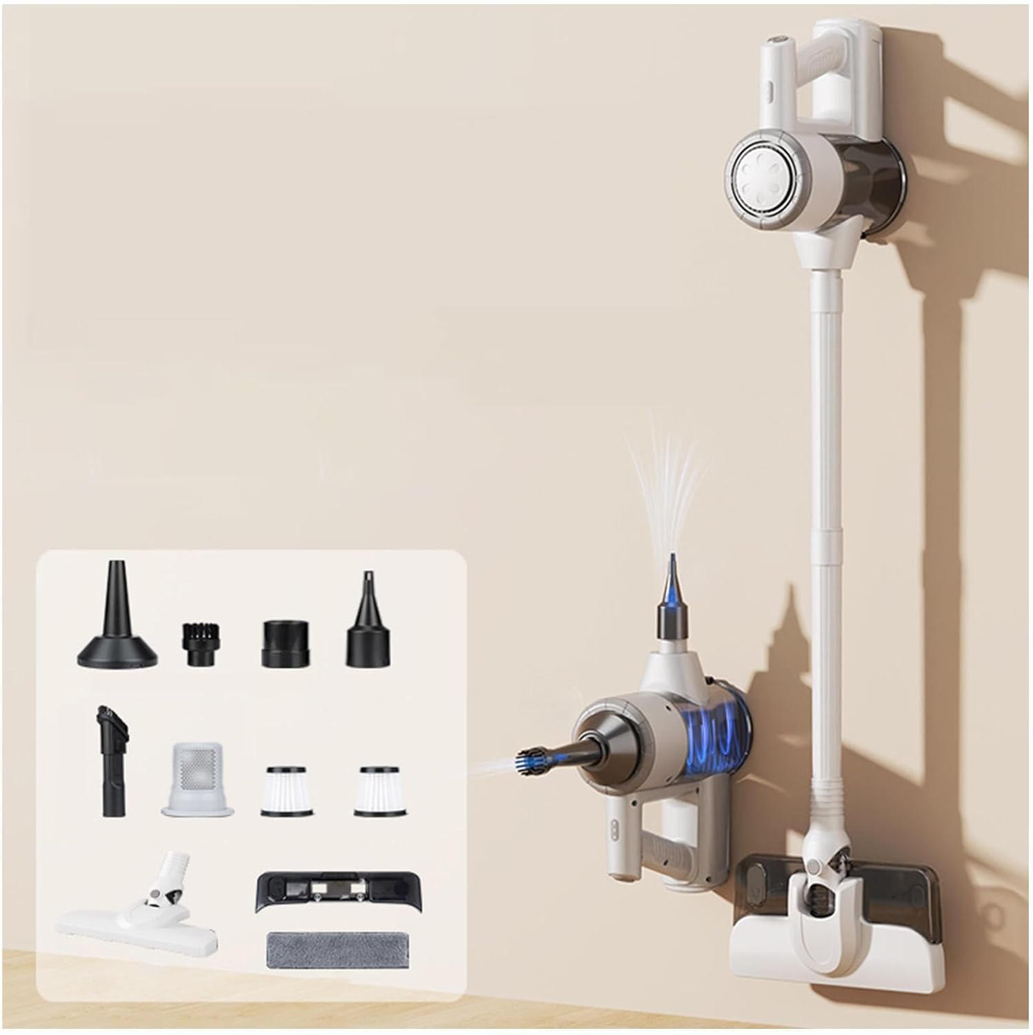 Lightweight and Versatile Aspiradora Y Trapeador para Piso 18Kpa, 35mins Runtime, Rechargeable, Vacuum Cleaner All in One Vacuum Cleaner Pet Hair for Hardwood Floor/Carpet/Pet Hair/Car,White