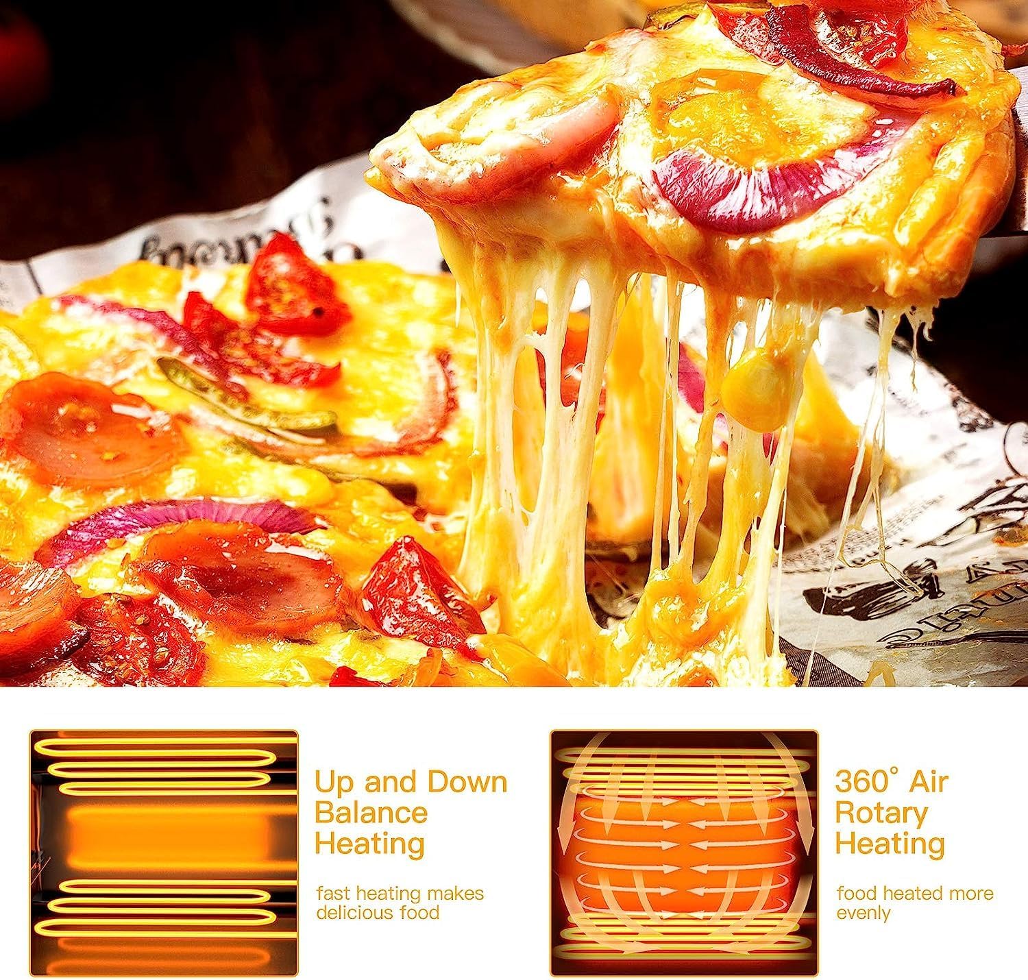 GOFLAME 1450W Electric Pizza Oven, 12 Inch Stainless Steel Pizza Oven Countertop with Insulated Handle & Removable Tray, Commercial Pizza Maker for Restaurant Home Party