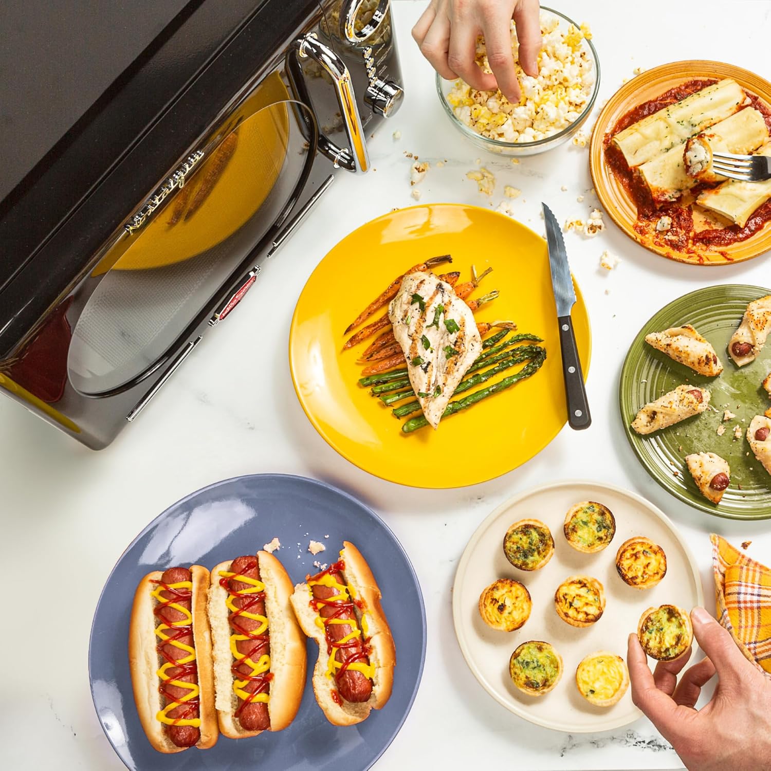 Nostalgia Retro Compact Countertop Microwave Oven - 0.7 Cu. Ft. - 700-Watts with LED Digital Display & Keurig® K-Supreme Single Serve K-Cup Pod Coffee Maker, MultiStream Technology, Black