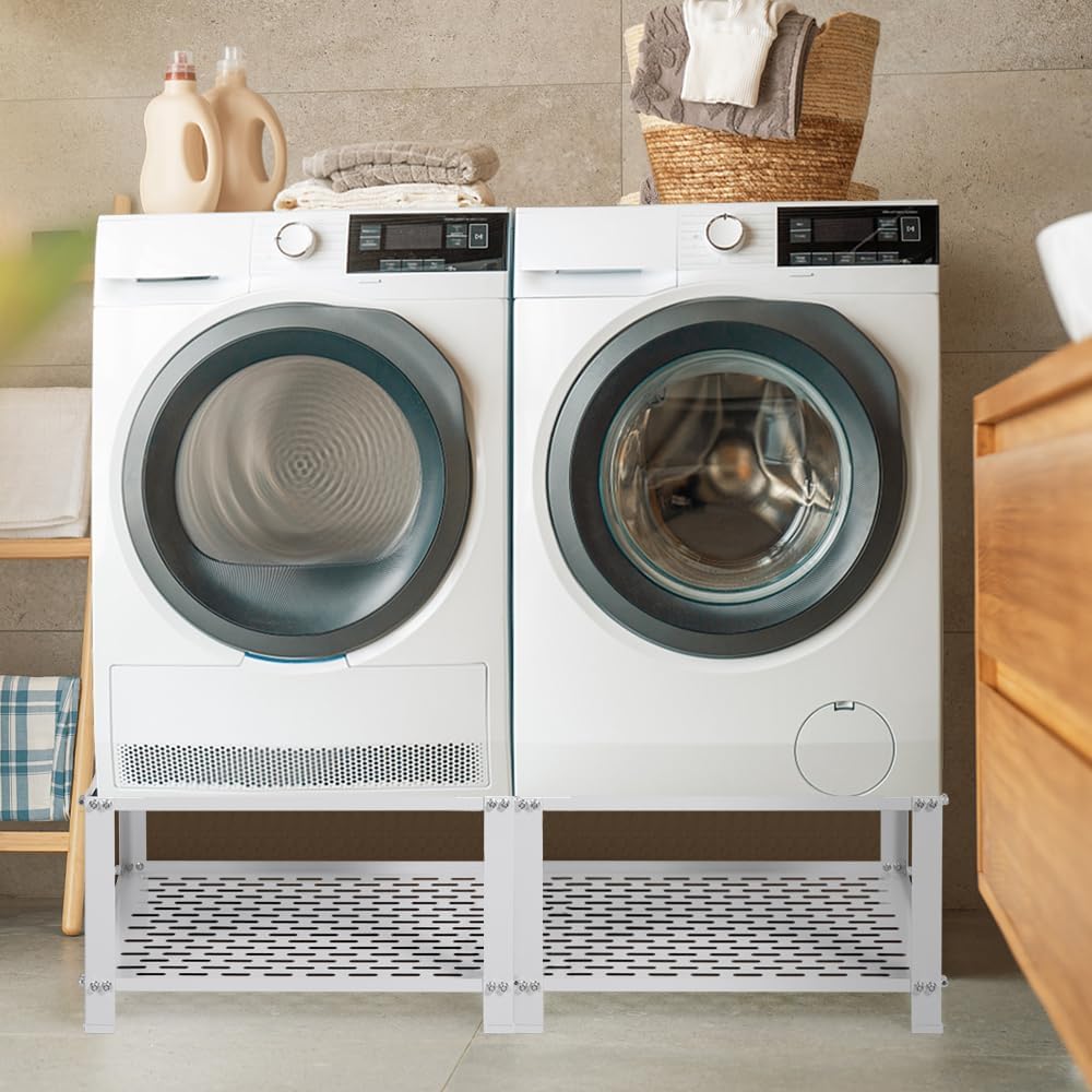 LUCKUP Laundry Pedestal with Storage Shelf-Universal Washing Machine Stand Heavy Duty Metal Base, 27.5W*27.5L*15.75H, Universal Fit 700lbs Capacity, Suitable for Dryer and Fridge