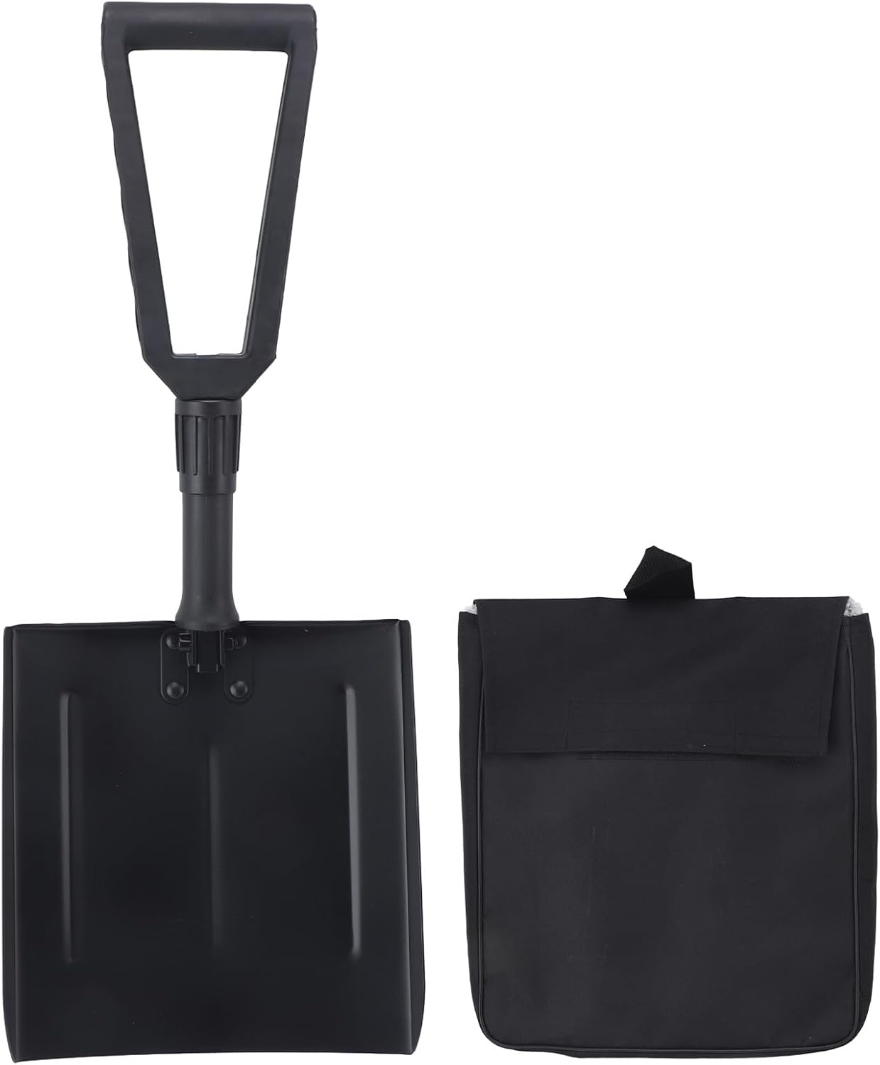 Foldable Shovel with D Shaped Handle, Portable Folding Shovel for Home and Industrial, Snow Removal, Durably Iron and ABS Material, Ergonomic, Compact and to Store