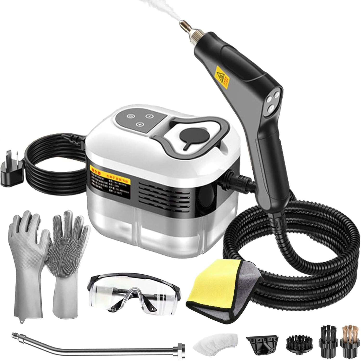 2500w Handheld High-Temperature Pressurized Steam Cleaner, 6-Speed Portable Steamer, 10s Fast Heating, 1.2L Water Tank, for Cleaning Auto Detailing, Furniture, Kitchen, Grout, Floor,Tile (White)