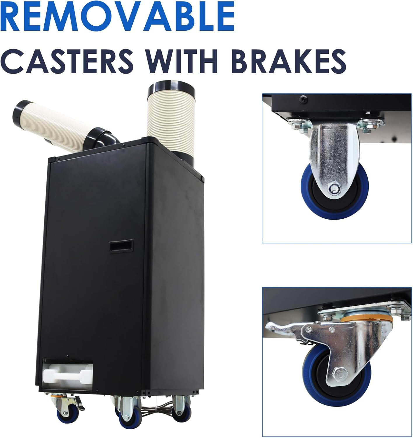 12,000 BTU Mobile Spot Cooler Double Columns Industrial Air Conditioners 550m³/h Portable Cooling Aircon for Outdoor/Indoor 220V 1100W