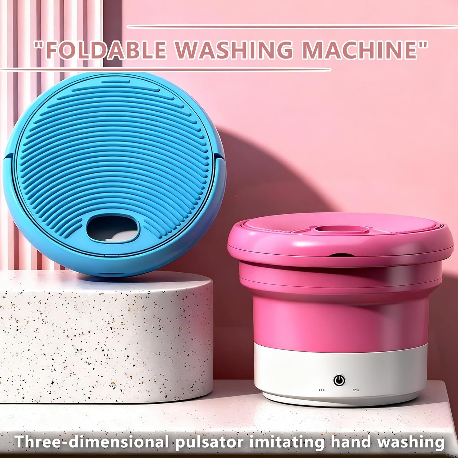 8.5L Foldable Portable mini Washing Machine Compact Washer with Spin Dryer Portable Washer for Underwear Socks Ideal for Travel rv Dorm Washing Machine(Blue)