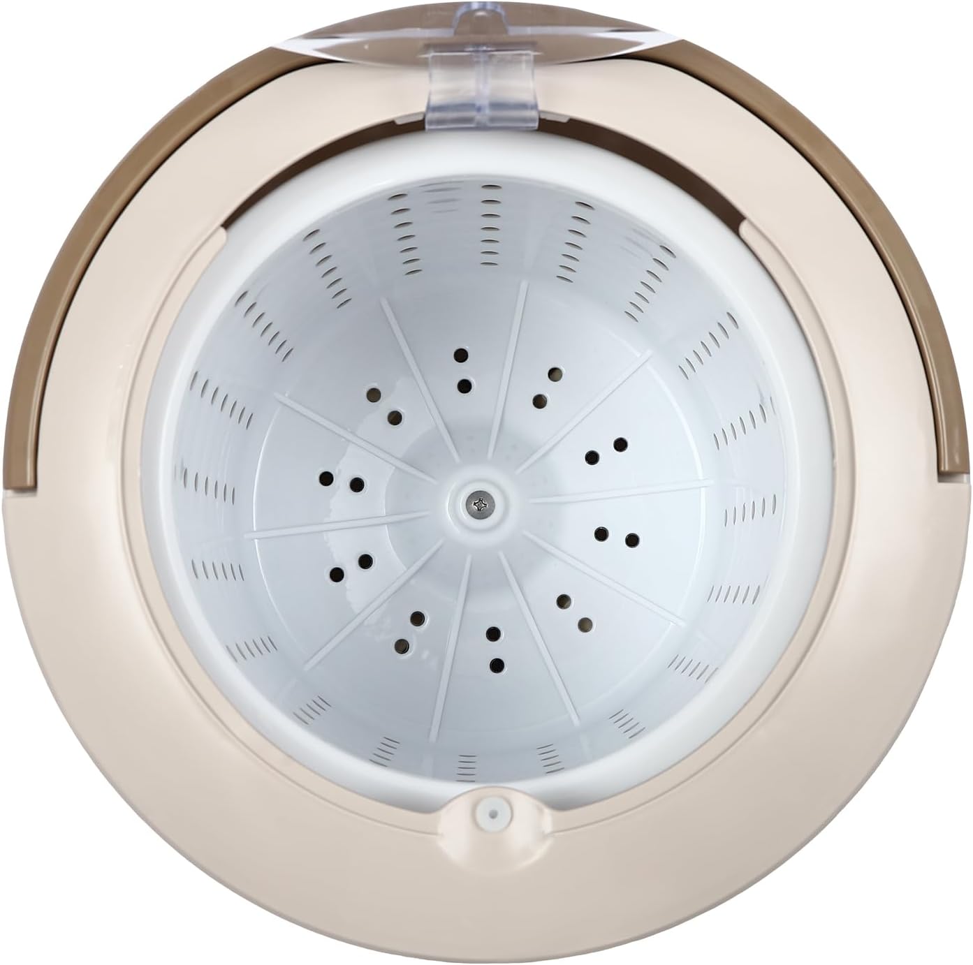 Manual Clothes Dehydrator 12L/3.17Gal Portable Mini Dryer Compact Spinner, Non-Electric Laundry Washing Machine with Drain Hole & Wide Pedal for Camping Traveling School Hotel (Apricot)