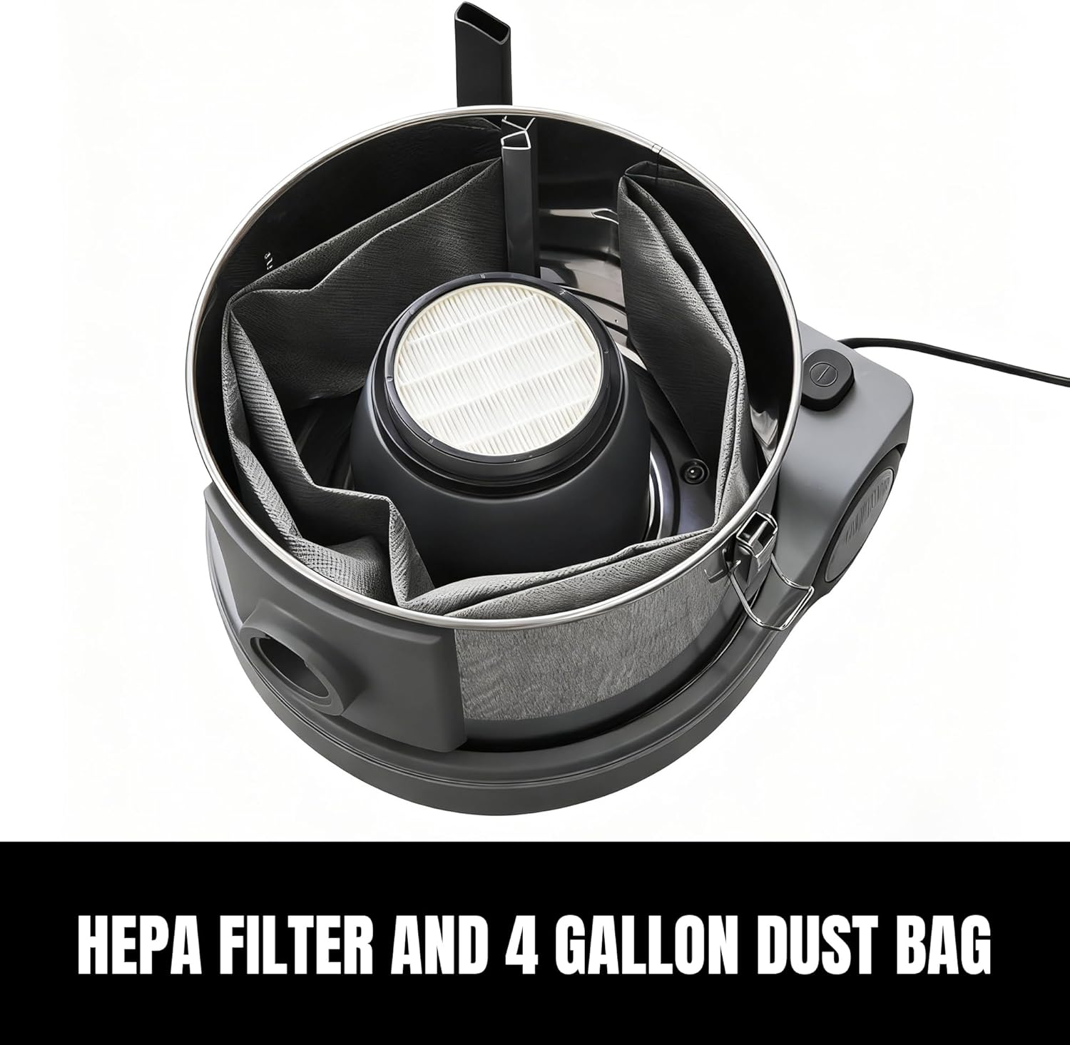 4 Gallon Canister Vacuum, 800W Ultra-Quiet Canister Vacuum Cleaner, 35Ft. Cord, Model SCQ15-HEPA, Gray-Gold