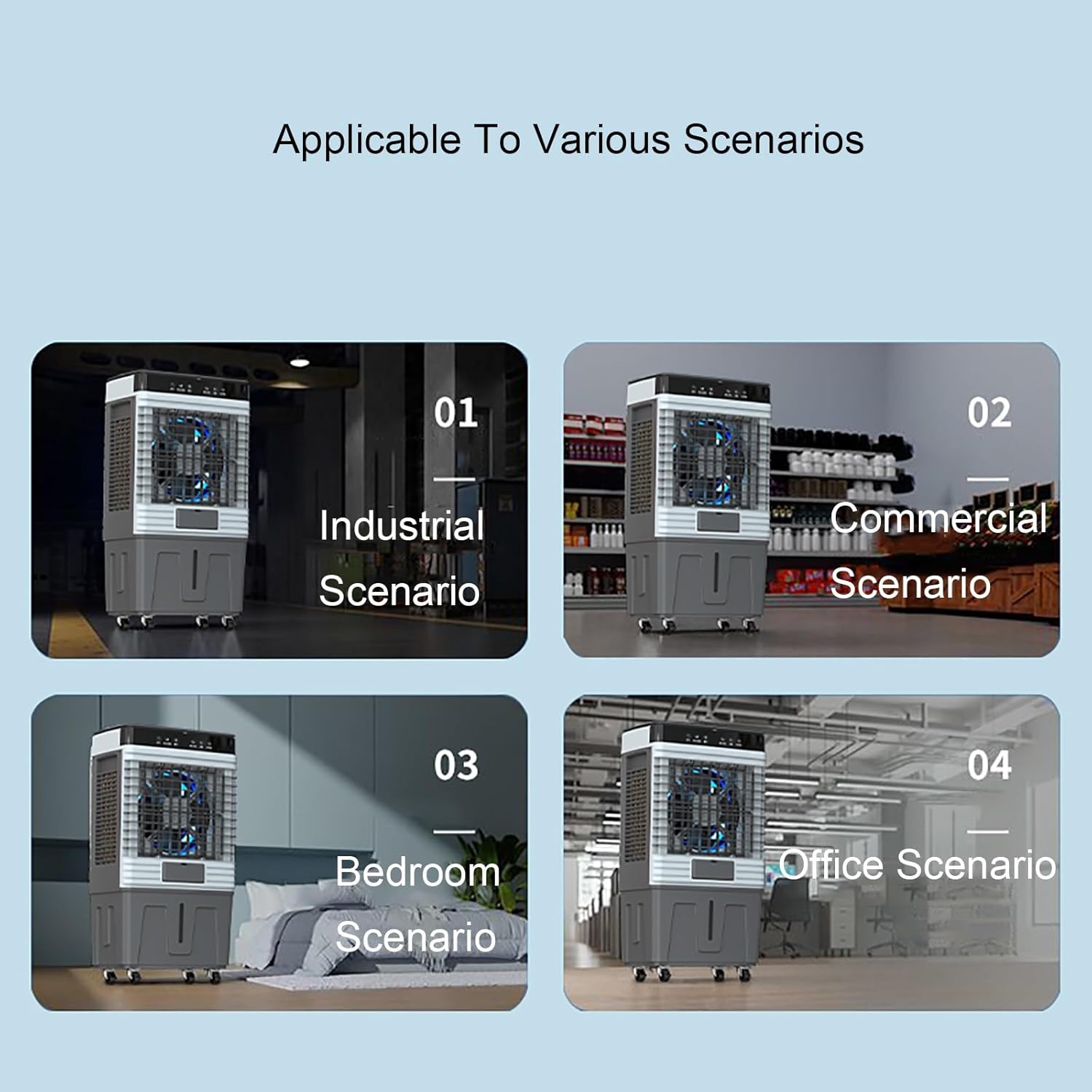 Swamp Cooler Air Conditioner, Evaporative Cooler 3-Speed Fan with 16 FT Remote Control, 120°Oscillation, 7.5H Smart Timer, 4 Ice Packs