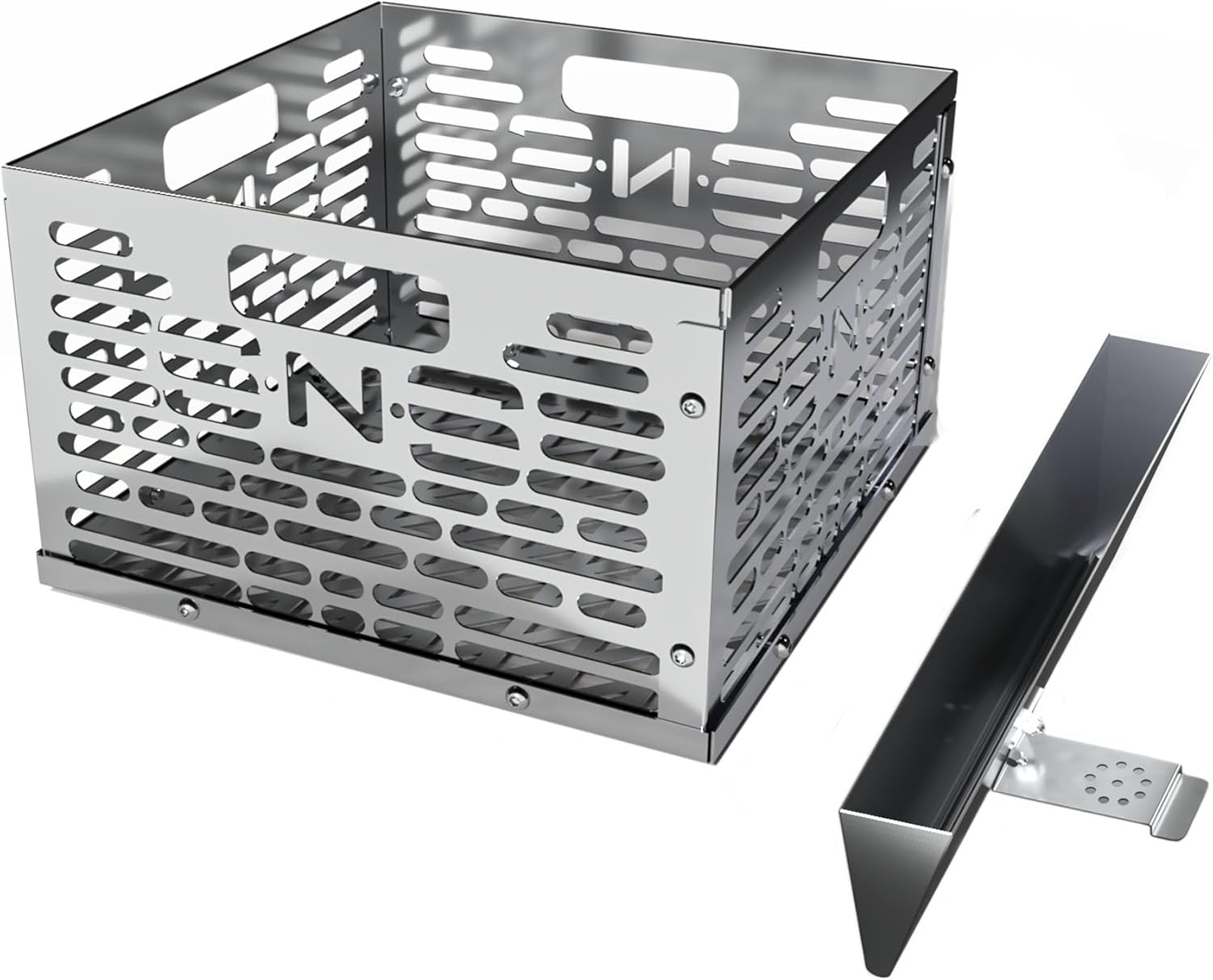 SnS Grills Slow ‘N Sear® Stainless Steel Charcoal Basket and Water Wall - V-Shaped Water Pan for Fuel Efficiency, Temperature Control & Moisture - Fits Oklahoma Joe & Other Offset Smokers