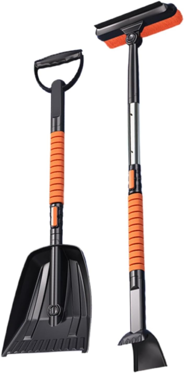 3 in 1 Retractable Car Snow Shovel,Rotatable Snow Brush, Ice Scraper,Snow Removal Tools，Detachable Assembly，Portable Emergency Snow Removal Shovel Snow Brush for Car Truck Camping Outdoor (5-in-1)