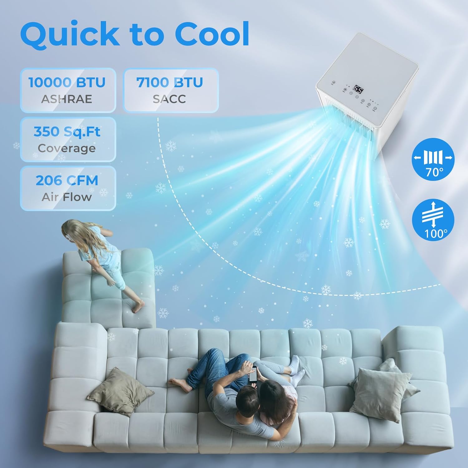 ARLIME Portable Air Conditioner 10000 BTU, 3-in-1 AC Unit w/Dehumidifier, Cool, Fan, 350 Sq.FT Cooling Area, Air Cooler with LED Display & Remote Control, Sleep Mode & 24H Timer, Window Kit Included