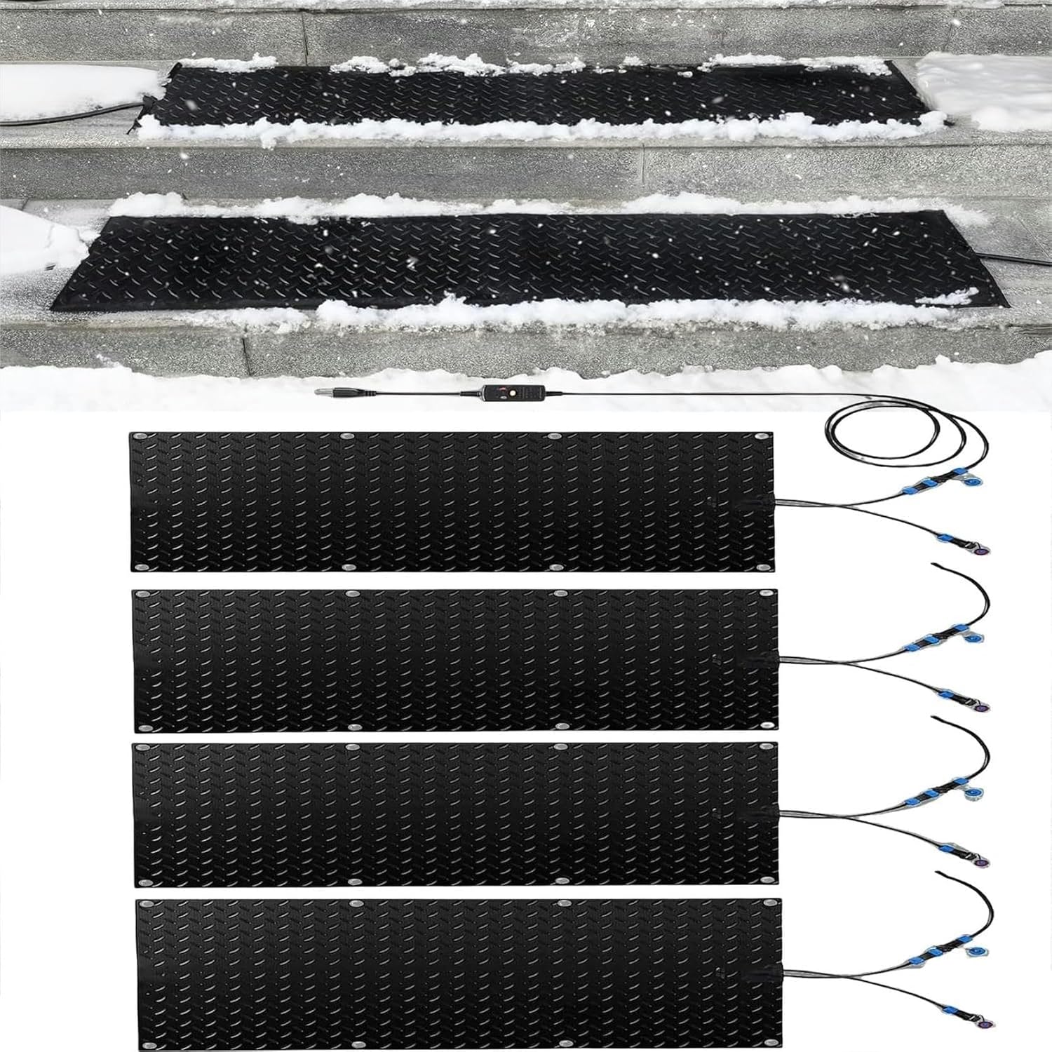 AMNOOL Snow Melting Walkway Mat Roof Heat Panel for Ice Dams Non Slip Rubber Heated Mat Black Roof Heated Outdoor Mats for Winter