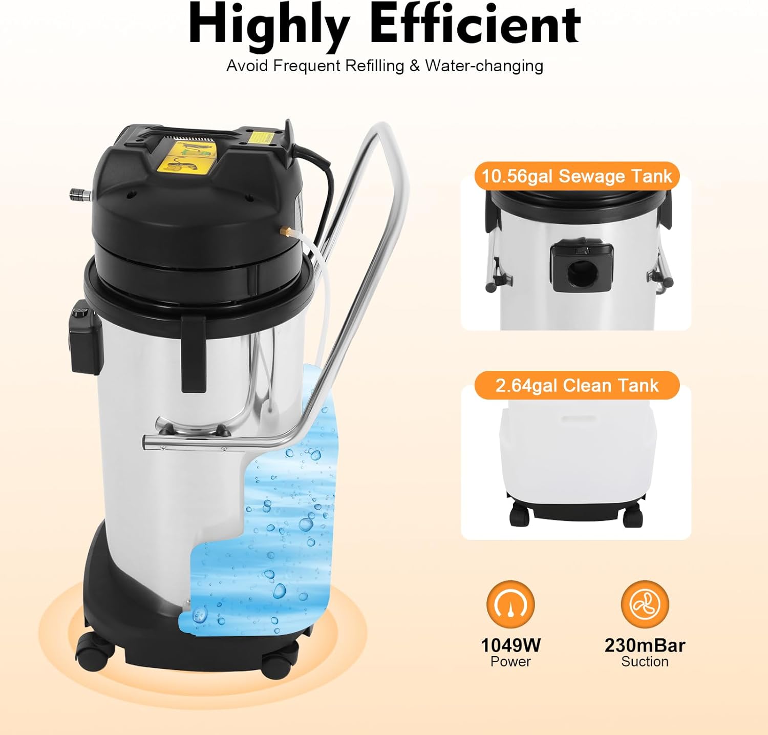 Commercial Carpet Cleaner 3 in 1 Multi-Purpose Floor Cleaning Machine Vacuum Cleaner 1049W Heavy Duty Extractor Vacuum Washing Machine Sofa Curtain Carpet Cleaning Machine,N