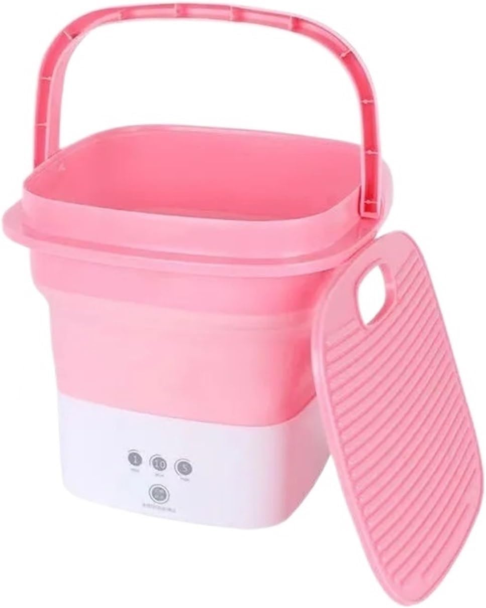 Compact Laundry. Folding Washing Machine For Clothes With Dryer Bucket Washing For Socks Underwear Mini Washing Machine With Drying Centrifuge .Portable(Pink)
