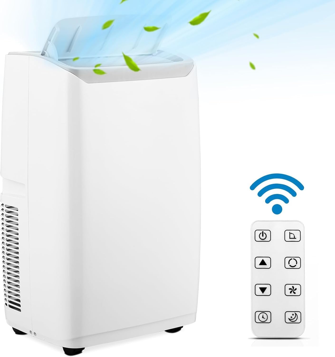 14000Btu Portable Air Conditioner Cools Up to 750 Sq.Ft, Portable AC Unit with Dehumidifier & Fan Modes, Remote Control, Installation Kits, 3 Speed, Auto Swing, 24H Timer, White