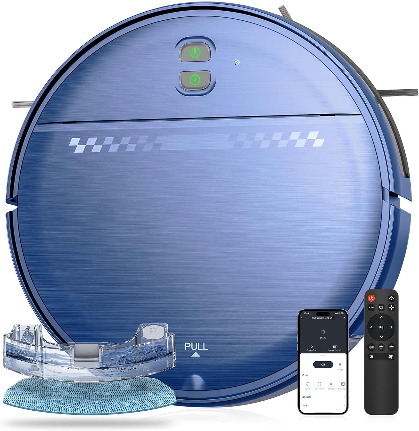 Robot Vacuum and Mop Combo, 2-in-1 Mopping Robot Vacuum Cleaner with 2300Pa Suction, 2.87'' Slim Design, Wi-Fi/App/Voice Control, 3D Obstacle Avoidance&Self-Charging for Hard Floors, Carpets, Pet Hair