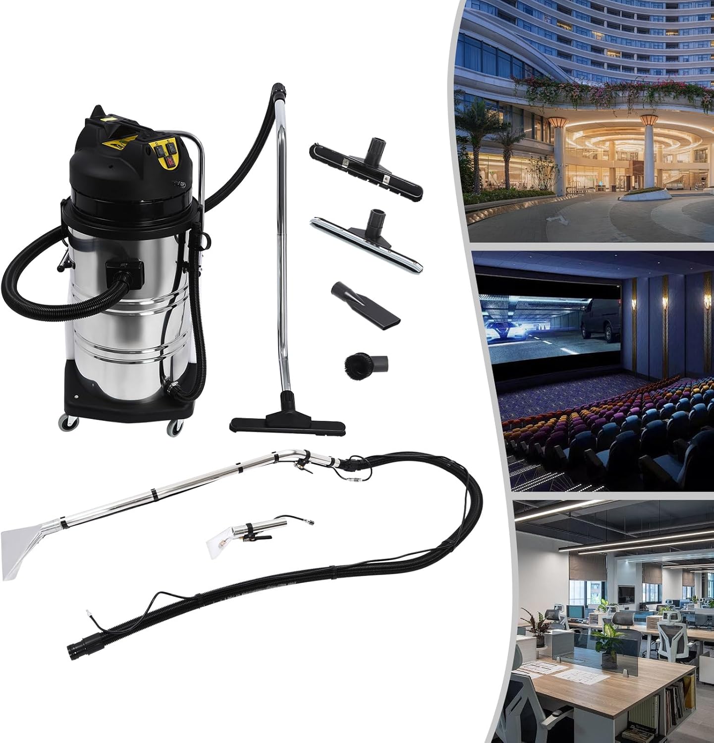 80L Commercial Carpet Cleaning Machine,Professional 3 in 1 Carpet Extractor Upholstery Wet Dry Vacuum Cleaner,Industrial Portable Floor Cleaning Machine for Hotels,Dry Cleaners (80 L)