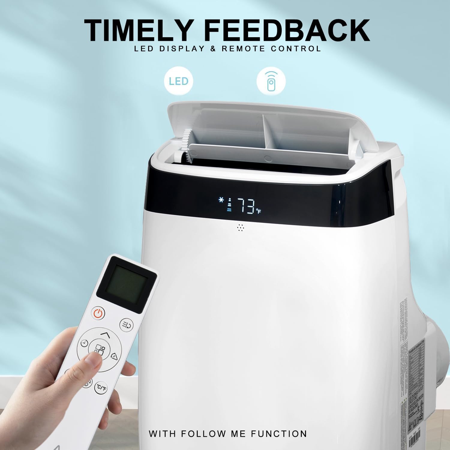 Portable Air Conditioner, 10000 BTU Portable AC Unit with Remote, Pipe Cools, Window kit up to 450 Sq. Ft for Home Office Dorms, White