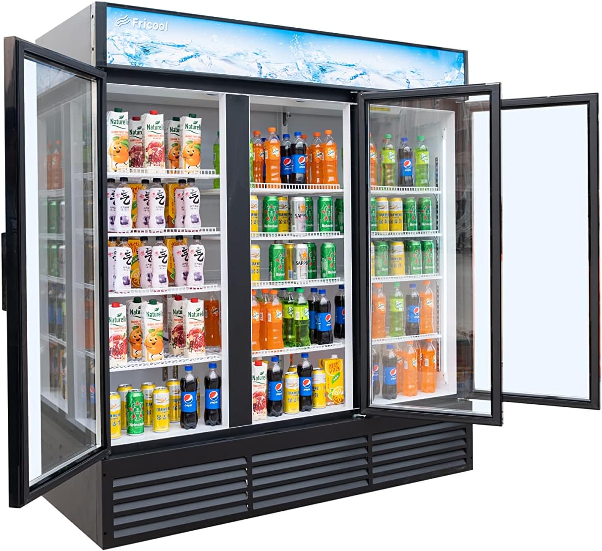 Commercial 3 Glass Door Merchandiser Refrigerator-Upright Beverage Cooler with LED Lighting