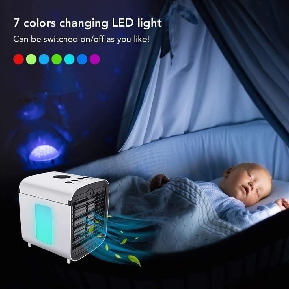 Portable Air Conditioner, Mini Desktop Air Cooler, Desktop Table Cooling Fan, USB Powered Small Evaporative Cooler for Home, Dorm, Camping, Office