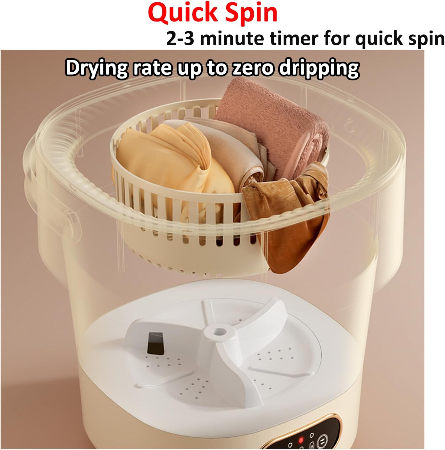 Mini Laundry Machine 12L Large Capacity For Efficient Cleaning With Spin Basket, Foldable Camping Washing Machine Apartments, Dorm,RV, Travel(Size:12.59 * 12.28 * 12.99in,Color:Khaki)