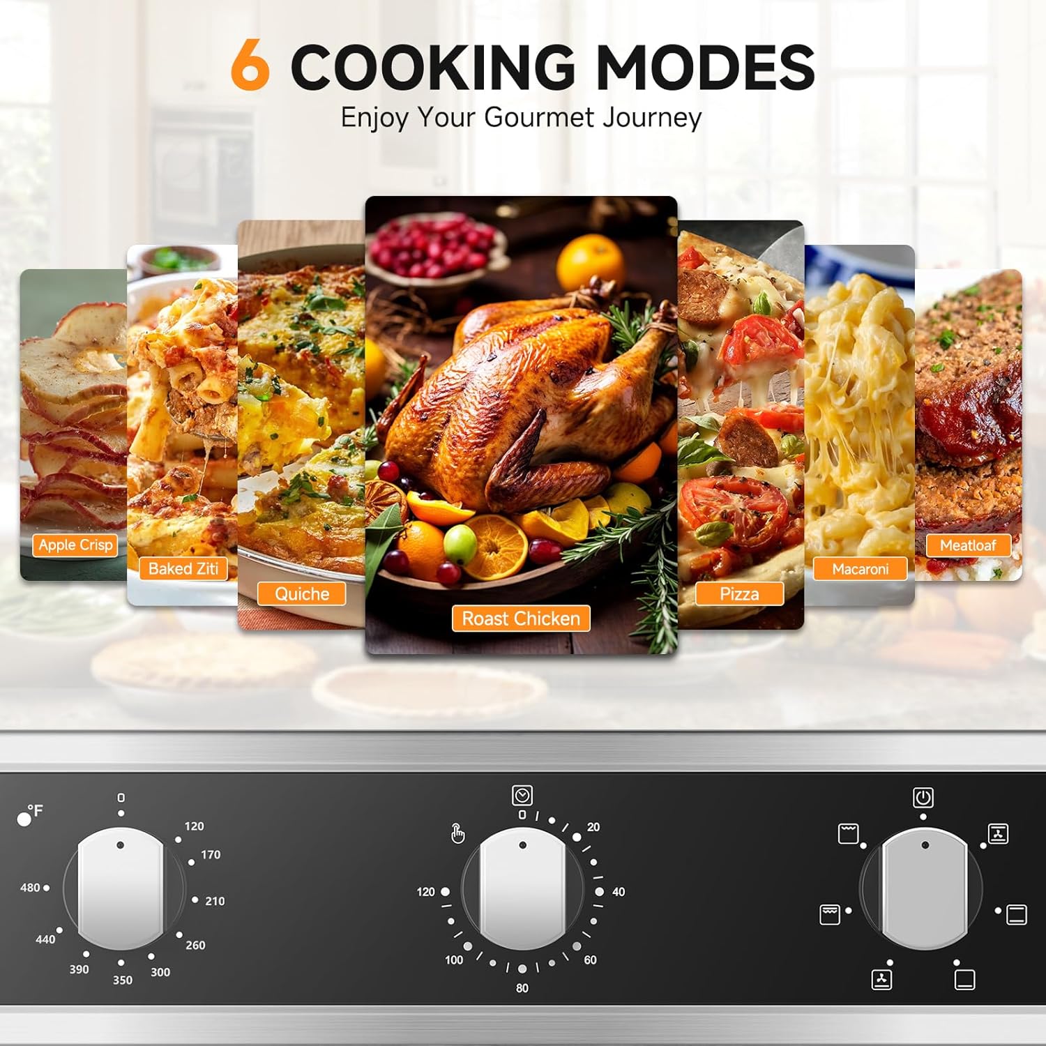 Wall Ovens 24 inch Electric, AMZCHEF 24 inch Wall Oven, 2200w Single Wall Oven with 6 Cooking Modes, 2.5 Cu.Ft. Electric Wall Oven, Convection Oven with Mechanical Knobs Control, Stainless Steel