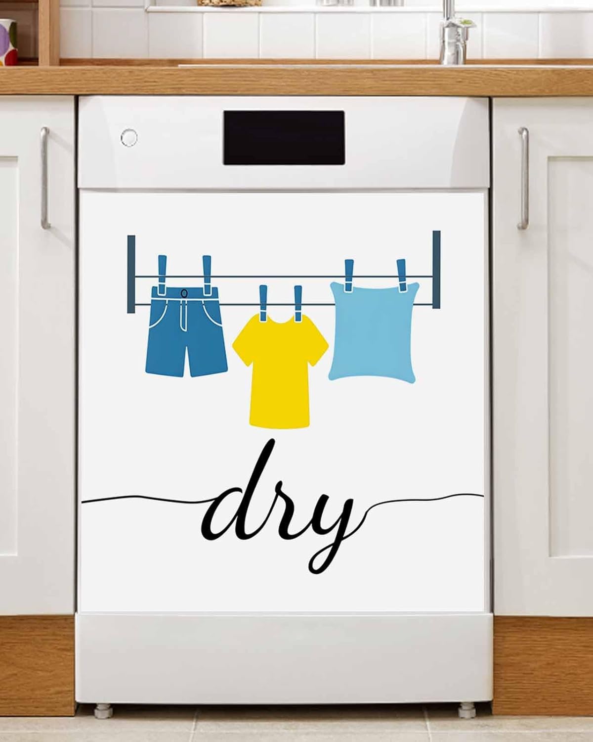 Dishwasher Magnet Cover, Laundry Room Dishwasher Lid Magnetic Kitchen Sticker, Modern Minimalist Drying Clothes Resuable Refrigerator Magnet Covers Panel Decal Fridge Kitchen Appliance 23''x26''