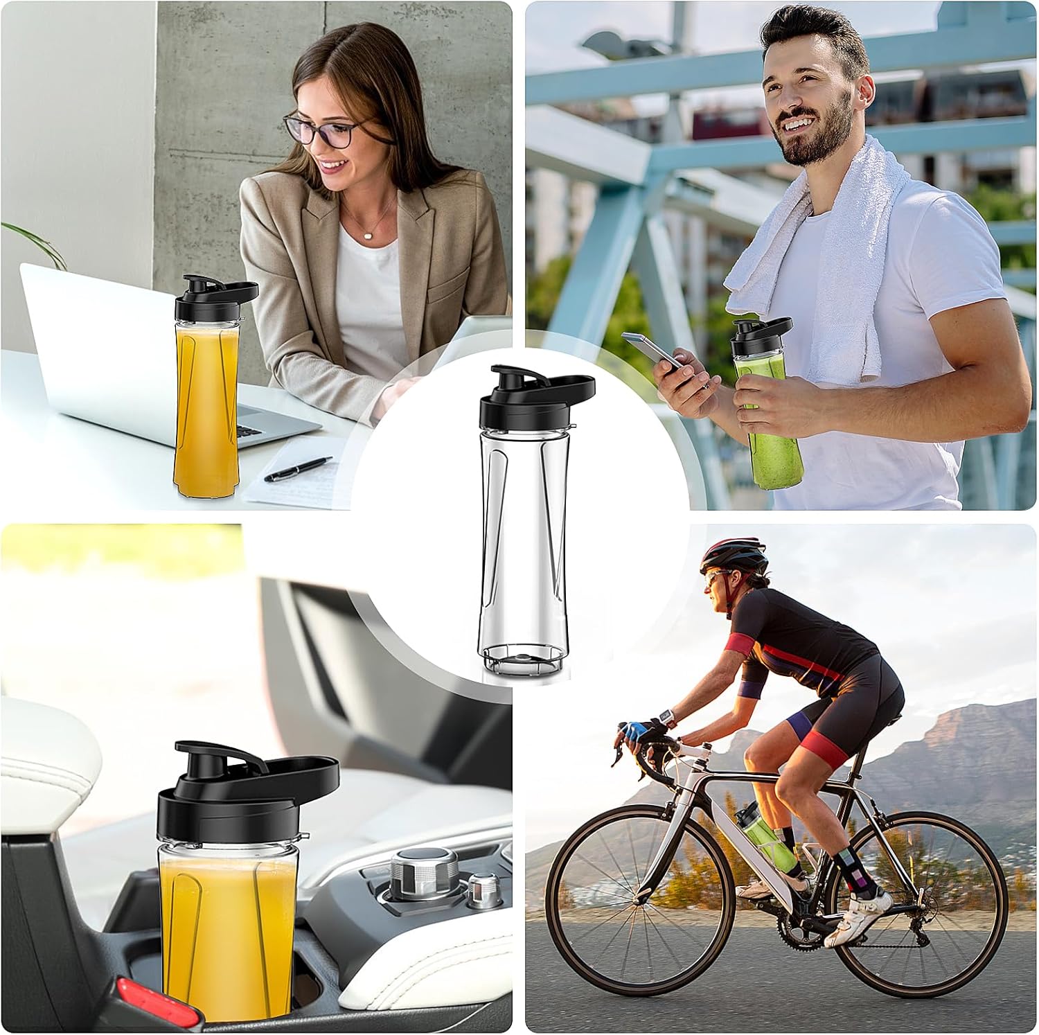 Electric Smoothie Blender, Powerful Small Blender with 2 Portable 20oz Tritan blender Bottles, BPA-Free with 4 Stainless Steel Blades, Mixer Smoothie Maker for Shakes and Smoothies