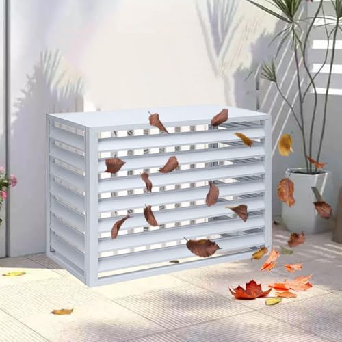 Air Conditioner Fence Air Conditioner Covers for Outside Units, All Weather Anti Theft AC Aluminum Condenser Protective Cover(White,110cm)