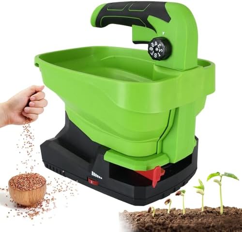 Cordless Lawn Seed Spreader, Handheld Fertiliser Lawn Spreader with 4.0ah Battery, Salt Spreader Variable Flow Rate, 8 Gears Adjustable Lawn Feed Dispenser for Fertilizer, Grass Seed
