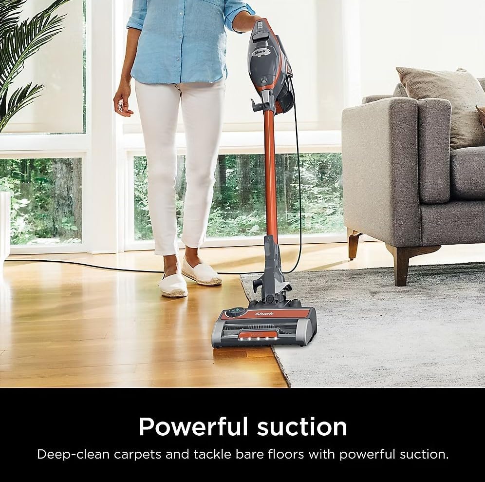 SHARK HN175 Rocket Pro Corded Stick Vacuum with Odor Neutralizer Technology, Removable Hand Vacuum, Advanced Swivel Steering, XL Cup, LED Headlights, Perfect for Pets, Orange (Renewed)